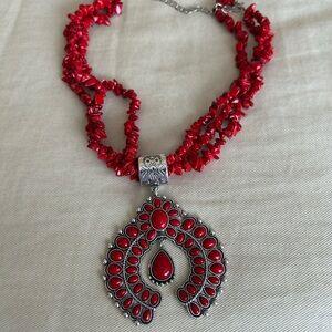 Red western style statement necklace